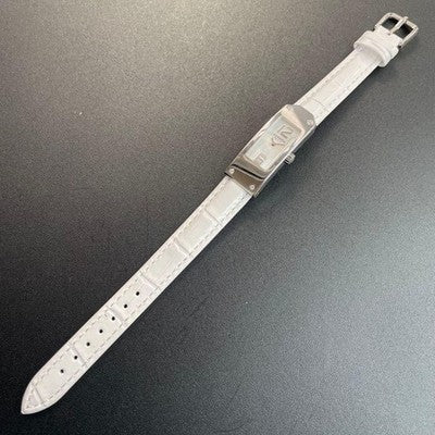 HERMES KELLY 2 KT1.230 QUARTZ WHITE SHELL 4P DIAMOND SILVER STEEL WATCH USED