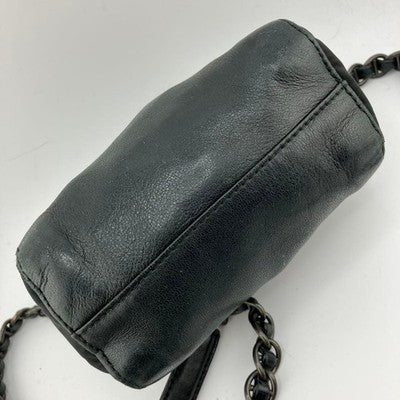 PRADA BLACK NAPPA LEATHER CHAIN MINI SHOULDER BAG LOGO EMBOSSED AUTHENTIC