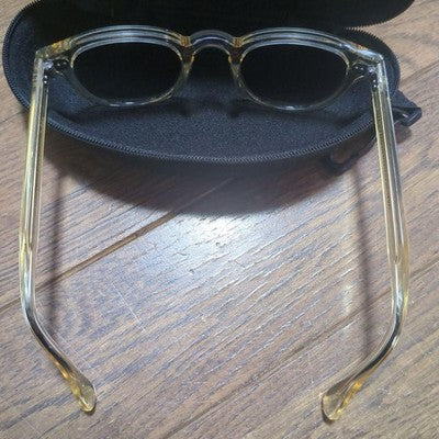 MOSCOT LEMTOSH 44 24-140 FLESH SUNGLASSES CLEAR YELLOW FRAME GREEN LENS USED