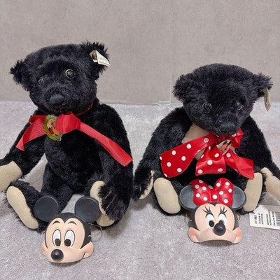 STEIFF MICKEY & MINNIE MOUSE MASK TEDDY BEAR SET DISNEY CONVENTION 1991 1992