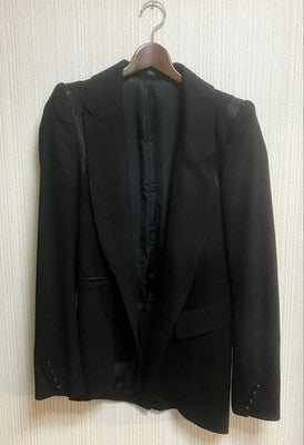 IF SIX WAS NINE PEAK JACKET BLACK WOOL GOAT LEATHER ASYMMETRY MEN SIZE S JAPAN