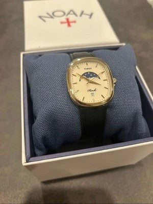 TIMEX X NOAH OVAL MOON PHASE WATCH GOLD BLACK LEATHER CUSTOM LIMITED NEW W/BOX