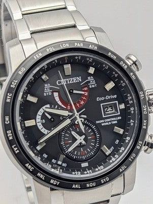 CITIZEN ATTESA H820-S103959 ECO DRIVE RADIO CONTROLLED WORLD TIME WATCH USED