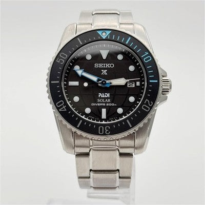 SEIKO PROSPEX PADI V147-0CS0 SOLAR DIVER 200M WATCH BLACK DIAL JAPAN GOOD