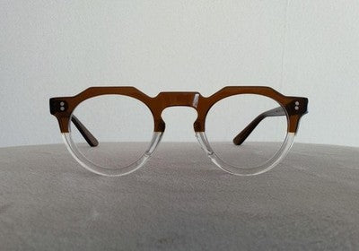 LESCA LUNETIER PICA CROWN PANTO COGNAC CRYSTAL GLASSES SUNGLASSES 44□25-145 EU