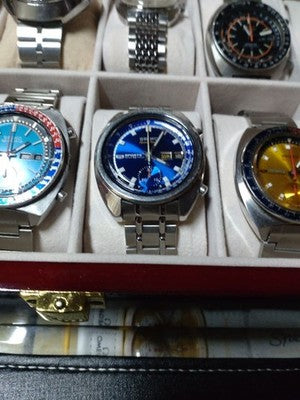 SEIKO 6139-6012 BRUCE LEE BLUE DIAL VINTAGE CHRONOGRAPH MOD WATCH