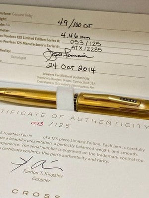 CROSS FOUNTAIN PEN 125 AT0706-5MD 18K GOLD PLATED LIMITED EDITION PEERLESS GOLD
