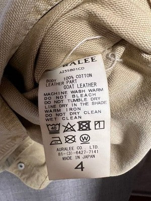 AURALEE ORGANIC COTTON DUCK BLOUSON LIGHT BEIGE MENS SIZE 4 USED MADE IN JAPAN