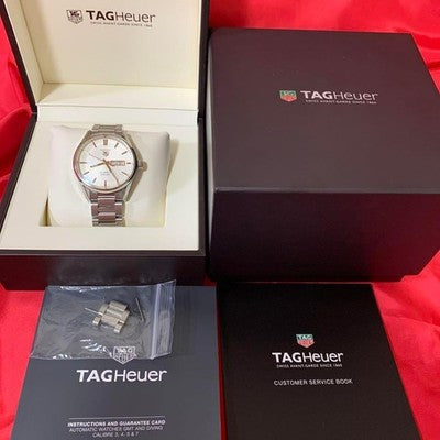 TAG HEUER CARRERA CALIBRE 5 AUTOMATIC WATCH WAR201D-1 WHITE DIAL SS/SS WITH BOX
