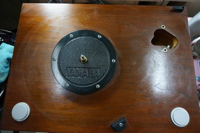 YAMAHA GT-2000L TURNTABLE RECORD PLAYER WITH CABINET, SPINDLE, AND SWITCH