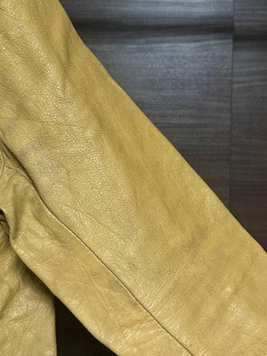 60s BATES Leather Single Rider's Racing Jacket Size L Mustard Vintage Used From