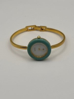 GUCCI CHANGE BEZEL 12 COLORS GOLD WOMEN'S WATCH M SIZE WORKING BEAUTIFUL