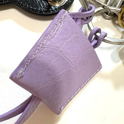 BALENCIAGA Le City Heart Charm Keyring Lilac/Black Used From Japan
