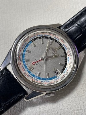 SEIKO WORLD TIME AUTOMATIC 6117-6010 SILVER DIAL VINTAGE MEN'S WATCH - WORKING