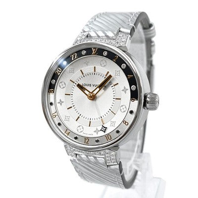 LOUIS VUITTON TAMBOUR MOON DUAL TIME MM QA108Z/QBB128 QUARTZ DIAMOND GMT 35MM
