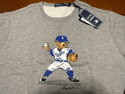 POLO RALPH LAUREN MLB LA DODGERS POLO BEAR SWEATSHIRT XXL GRAY NEW TAGS
