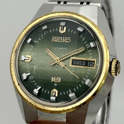 KING SEIKO VANAC 5626-7190 VINTAGE AUTOMATIC GREEN DIAL MEN'S WATCH