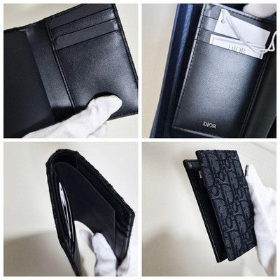 DIOR OBLIQUE JACQUARD BIFOLD CARD HOLDER UNUSED W/ BOX DUST BAG RIBBON MINT