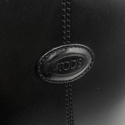 TOD'S DI BAG BLACK LEATHER BACKPACK SHOULDER BAG LOGO DESIGN AUTHENTIC LUXURY