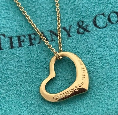 TIFFANY ＆ CO.OPEN HEART NECKLACE K18 YELLOW GOLD PENDANT ELSA PERETTI