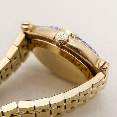GUCCI 9200L DIAMOND BEZEL 11P DIAMONDS QUARTZ GOLD BLACK WATCH 3242