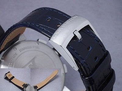 LOUIS VUITTON TAMBOUR CHRONOGRAPH Q102V BLUE/BLACK 44MM AUTOMATIC WRISTWATCH