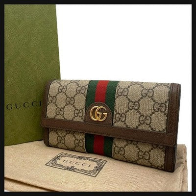 GUCCI OPHIDIA SHERRY GG SUPREME LONG WALLET - W/ BOX MEN'S ACCESSORIES