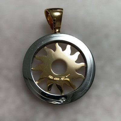 BVLGARI TONDO SUN PENDANT TOP YELLOW GOLD STAINLESS STEEL JEWELRY JPN