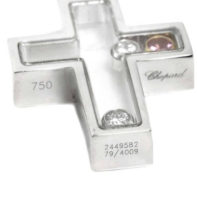 CHOPARD HAPPY DIAMONDS CROSS NECKLACE 18K WHITE PINK GOLD SAPPHIRE DIAMOND 42CM