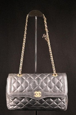 CHANEL MATELASSE CHAIN SHOUDER BAG COCO LOGO GOLD TONE METAL VINTAGE AUTHENTIC