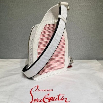 NEW AUTH CHRISTIAN LOUBOUTIN LOUBIFUNK WHITE STUDDED CROSSBODY BODY BAG