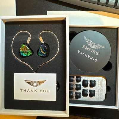 EMPIRE EARS VALKYRIE WIRED IEM EARPHONES GREEN BLACK TRIANGLE DESIGN WITH BOX