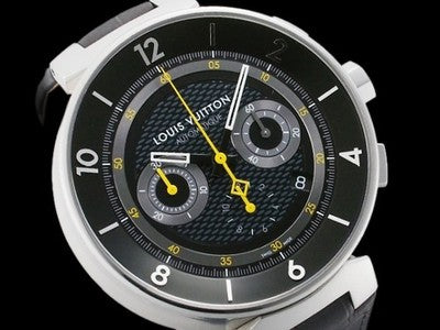 LOUIS VUITTON TAMBOUR MOON CHRONOGRAPH Q8D40 BLACK GRAY DIAL AUTOMATIC WATCH