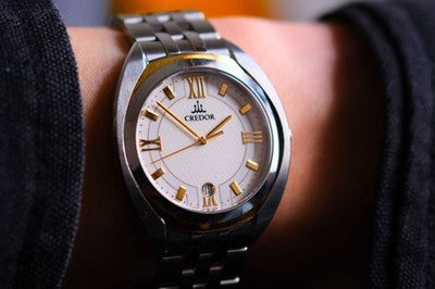 SEIKO CREDOR 8J86-0AA0 GCAZ052 DATE QUARTZ MENS WATCH AUTHENTIC WORKING