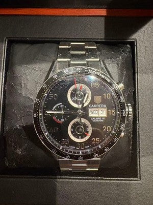 TAG HEUER CARRERA CV2A10 CHRONOGRAPH AUTOMATIC MEN'S STAINLESS STEEL AS IS