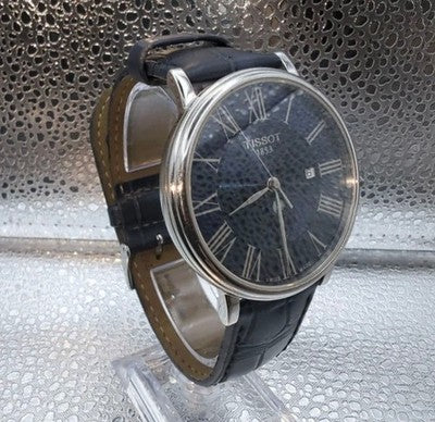 TISSOT CARSON PREMIUM T122423A MOONPHASE BLUE DIAL MENS WATCH BOX QUARTZQZ SS