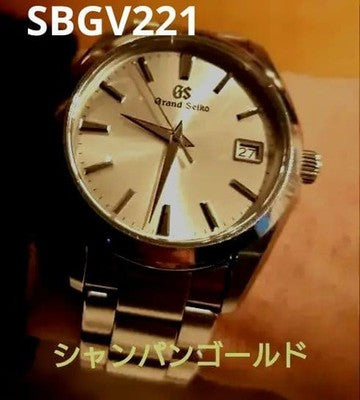 GRAND SEIKO SBGV221 CHAMPAGNE GOLD MEN'S WRISTWATCH ROUND FACE JAPAN MADE SS