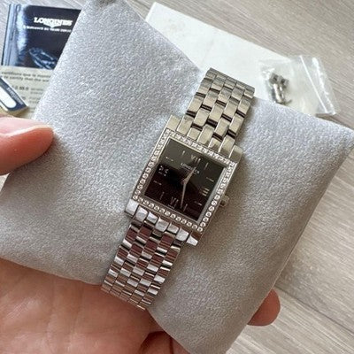 LONGINES DOLCEVITA L5.161.0 DIAMOND BEZEL LADIES WATCH QUARTZ SILVER BLACK WOMEN