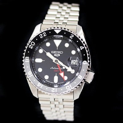 Seiko 5 Sports GMT SBSC001 4R34-00A0 Automatic Watch Black Dial Used from Japan