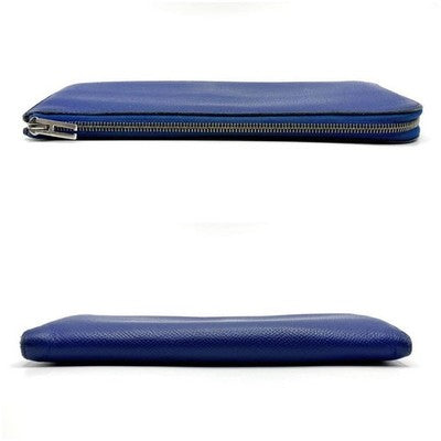 HERMES REMIX COMBINE L ZIP LONG WALLET POUCH BLUE EXCELLENT STAMP D JAPAN
