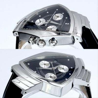 HAMILTON VENTURA CHRONOGRAPH 6345 QUARTZ BLACK DIAL STEEL MEN'S LADIES WATCH
