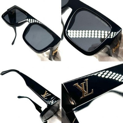 LOUIS VUITTON LV CRUSH SQUARE SUNGLASSES Z2125E BLACK LOGO AUTHENTIC