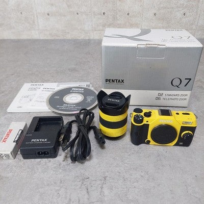 PENTAX Q7 YELLOW MIRRORLESS CAMERA 02 ZOOM LENS KIT SD CARD ACCESSORIES