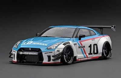 IGNITION MODEL IG2344 1/18 LB-WORKS NISSAN GT-R R35 TYPE 2 WHITE BLUE DIECAST