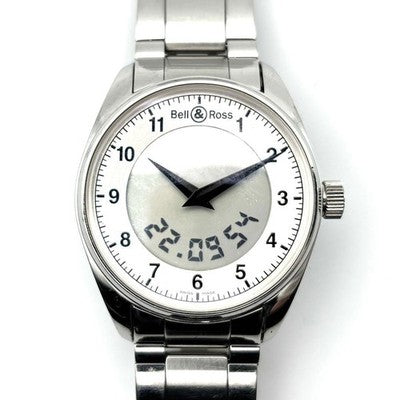 BELL & ROSS FUSION 100S MULTIFUNCTION QUARTZ DIGITAL ANALOG 38MM STEEL WATCH