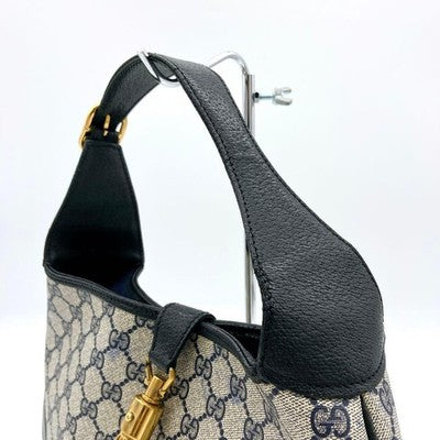 GUCCI NEW JACKIE GG SUPREME HANDBAG NAVY SHOULDER BAG USED FROM JAPAN