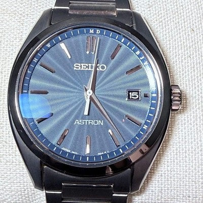 SEIKO ASTRON SBXY031 TITANIUM SOLAR RADIO CONTROLLED BLUE DIAL WATCH BOX SET