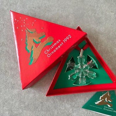 SWAROVSKI 1992 ANNUAL CHRISTMAS ORNAMENT SNOWFLAKE CRYSTAL BOXED RETIRED RARE
