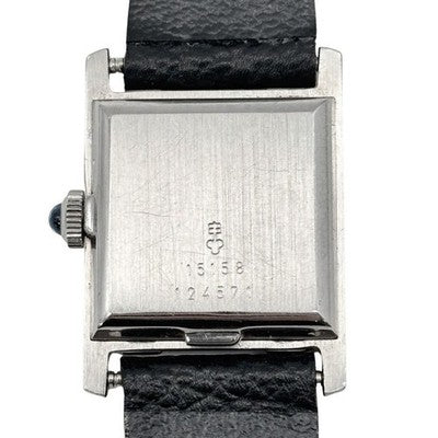 CORUM TANK SQUARE 15158 MANUAL WINDING GRAY DIAL BLACK LEATHER LADYS WATCH USED