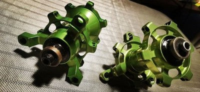 HOPE BICYCLE HUB SET GREEN ANODIZED FRONT REAR MTB DISC BRAKE ALLOY USED
